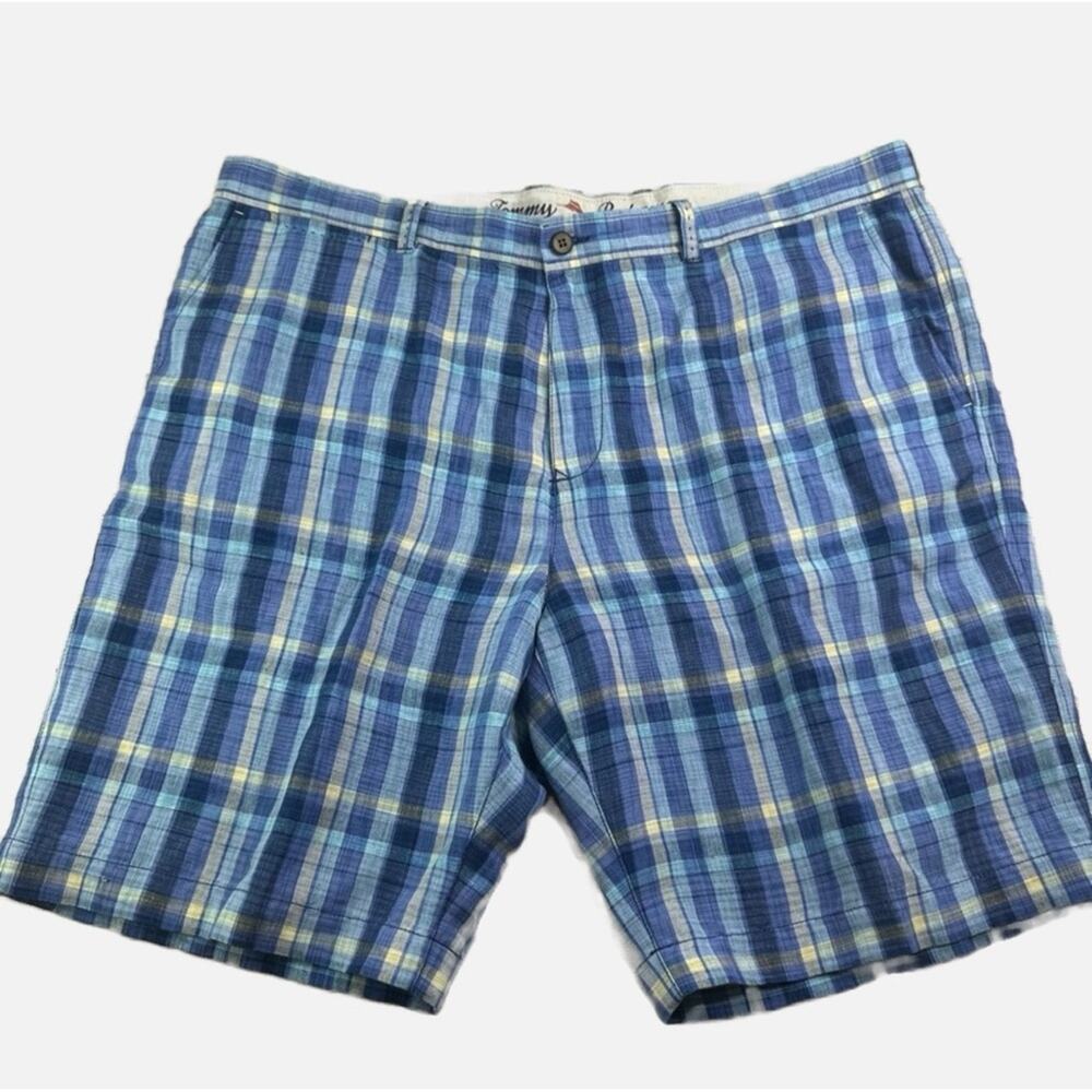 Tommy Bahama Linen Blend Plaid Shorts - BLUE & YELLOW